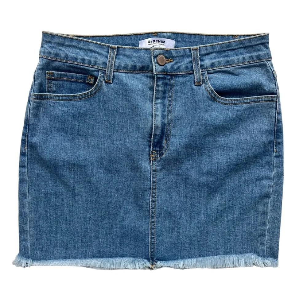 O2 Denim Womens Small Medium Wash Ain't No Other High Waisted Denim Skirt SK9002